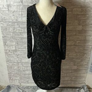 NWOT Cache long sleeve beaded dress